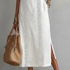 Vestito estivo da donna senza maniche con girocollo, tunica, vestito canotta, casual, ampio, boho, da spiaggia, con spacco laterale, abito estivo