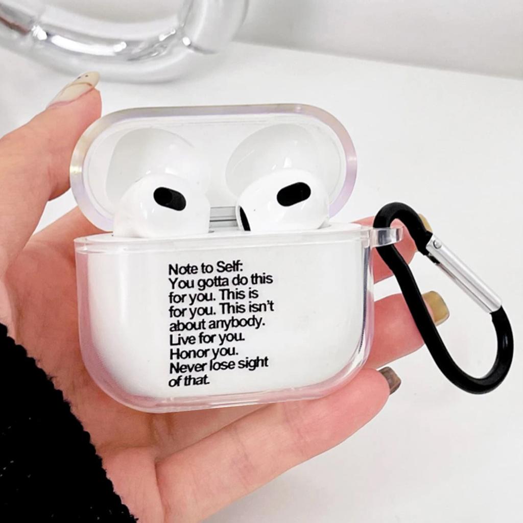 Applicable AirPods 1/1/1/1 Generation Pro1 Transparent Apple Bluetooth Headset Case Protective Case English Short Sentences