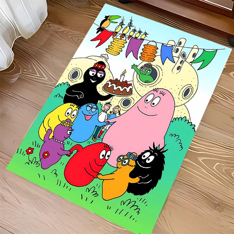 1pc Barbapapa1 Print Area Rug - Soft, Washable Non-Slip Indoor Mat for Office Chairs, Living Room, Home Office Decorative Rug