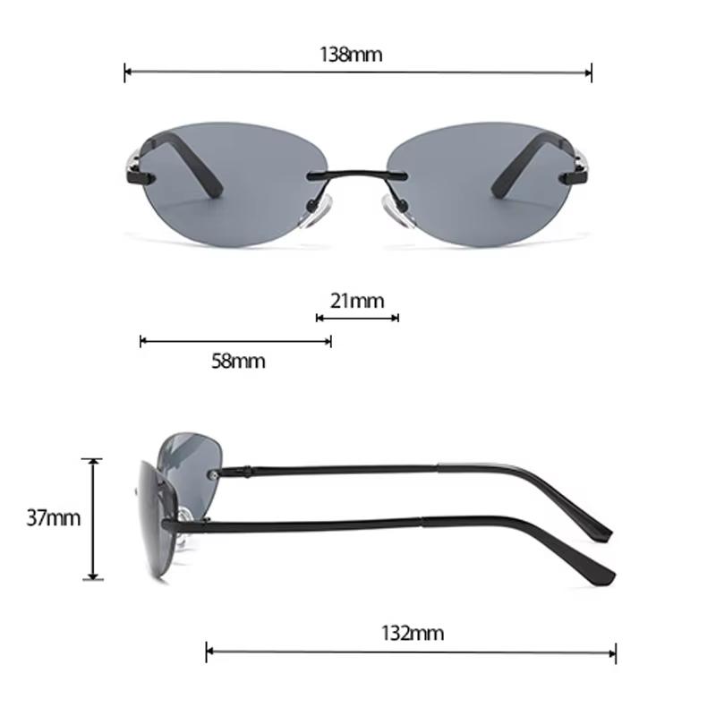 Xiaomi Women Rimless Oval Sunglasses UV400 Protection Metal Temple Gradient Lens Fashion Shades for Travel Beach Daily Outdoor