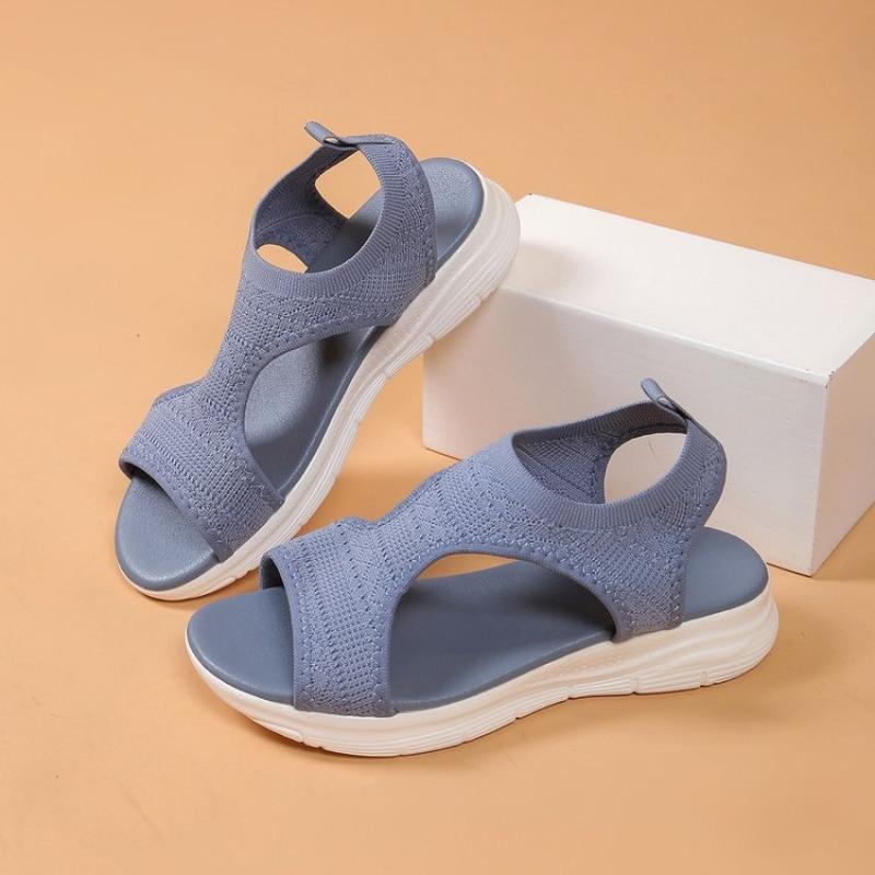 Sandals Women's Autumn and Summer Mesh Thick-soled Foot Cover Fish Mouth Flying Weaving Casual Sports Large-size Women's Shoes