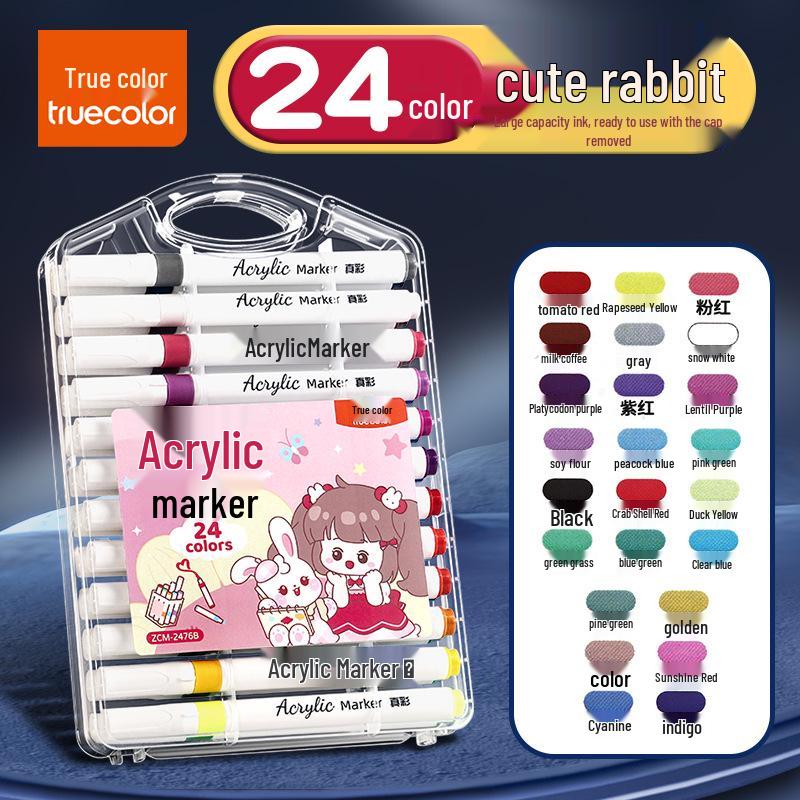 True Color Soft Tip Acrylic Marker Pens - Non-Bleeding, Stackable, Hand-Painted Graffiti & Watercolor Art Pens for Students