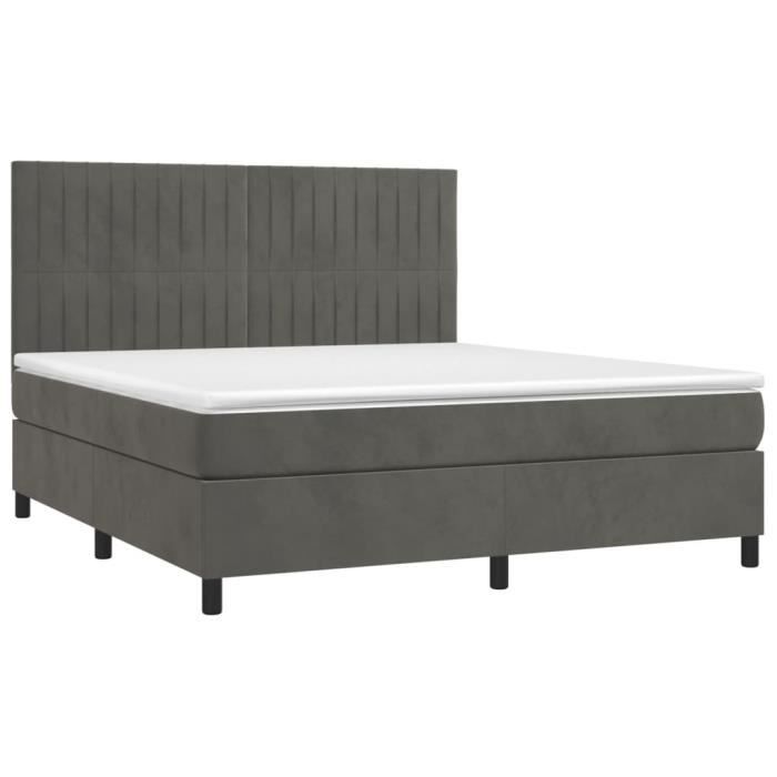 3143158 vidaXL Divan Bed and Mattress Dark Grey 180x200cm Velvet
