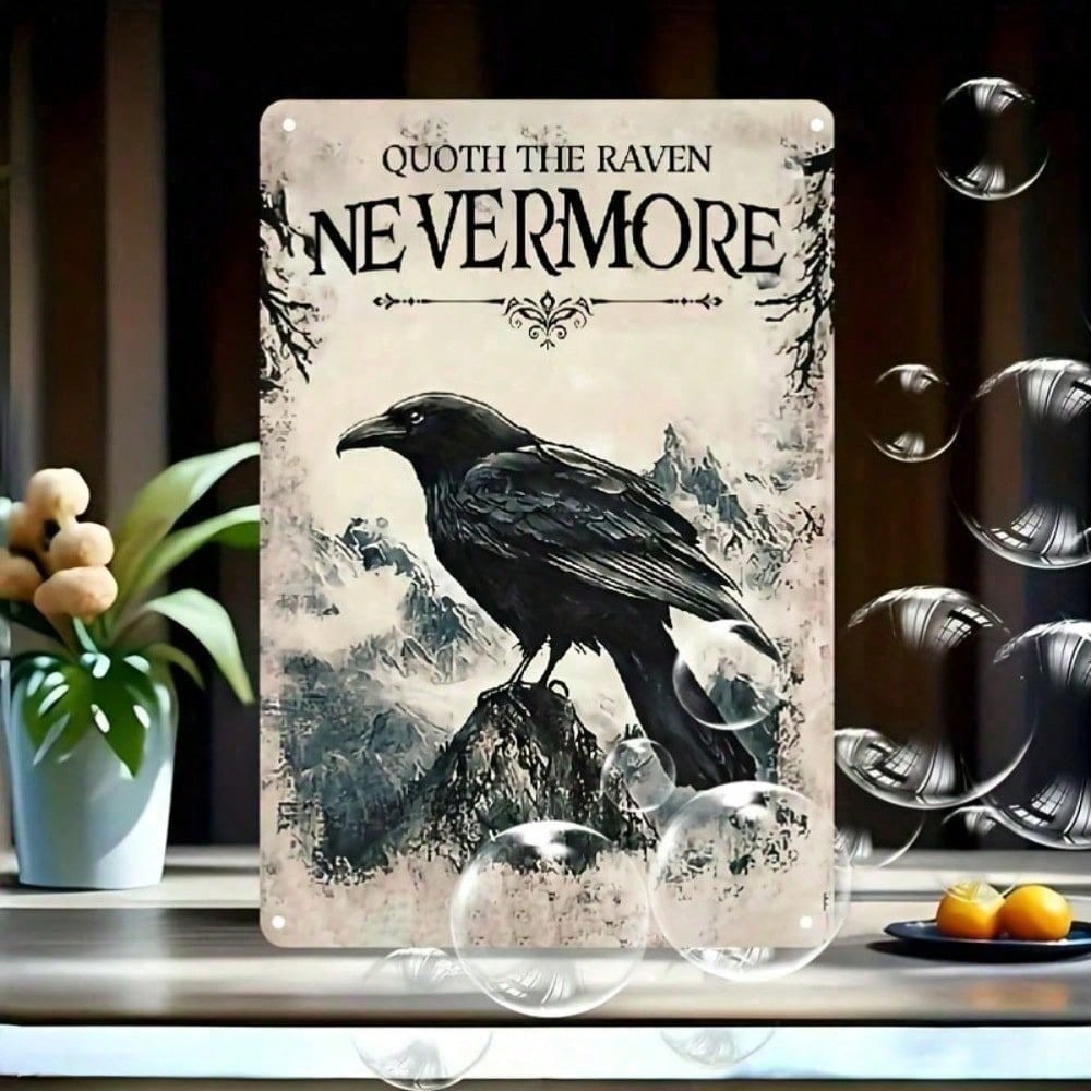 

Vintage Funny Raven Metal Tin Sign 8x12 Inches, Gothic Wall Art Decor for Home Bar Pub Man Cave, Retro Patterned Wall Deco Vinta разноцветный