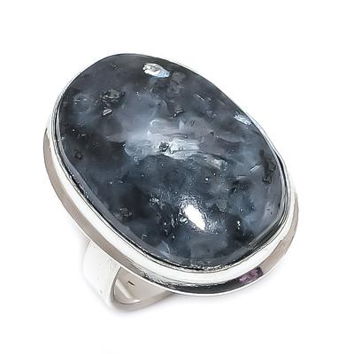 Natuurlijke Larvikiet Edelsteen Handgemaakte 925 Sterling Zilveren Sieraden Ring Maat 8 F8t66