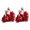 2/4Pcs Cartoon Red Plastic Christmas Ornaments, Xmas Tree Hanging Pendants, Holiday Decorations for Home, Bar, Shop, Wedding & Party