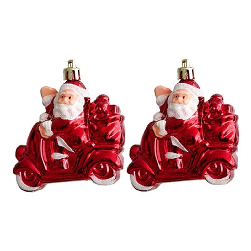 2/4Pcs Cartoon Red Plastic Christmas Ornaments, Xmas Tree Hanging Pendants, Holiday Decorations for Home, Bar, Shop, Wedding & Party