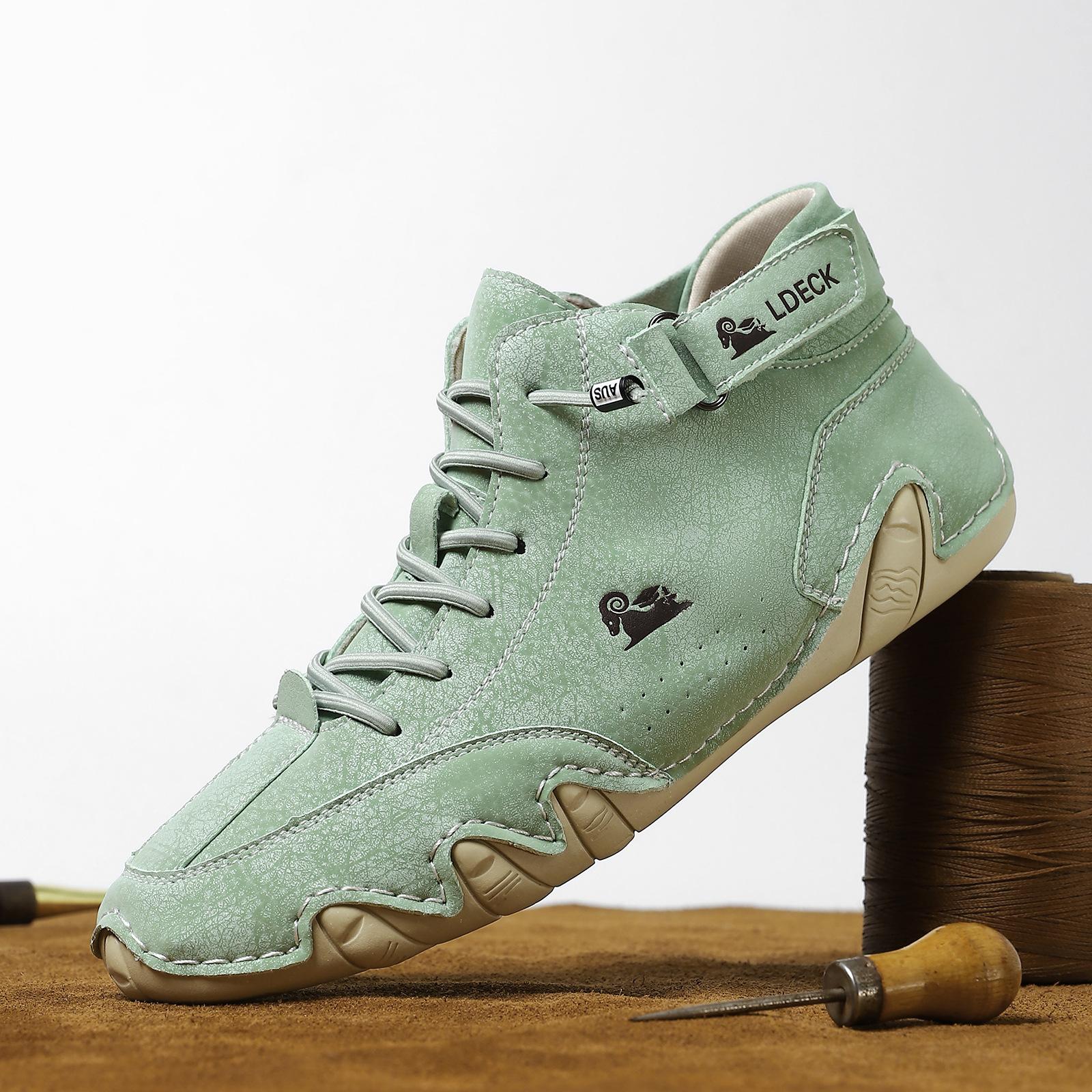 

Модная мужская обувь до щиколотки, мужская повседневная обувь до щиколотки с высоким верхом, мужская мягкая удобная обувь на шнуровке, кожаные походные ботинки, повседневные короткие ботинки, мужские кроссовки 35 яблочный зеленый