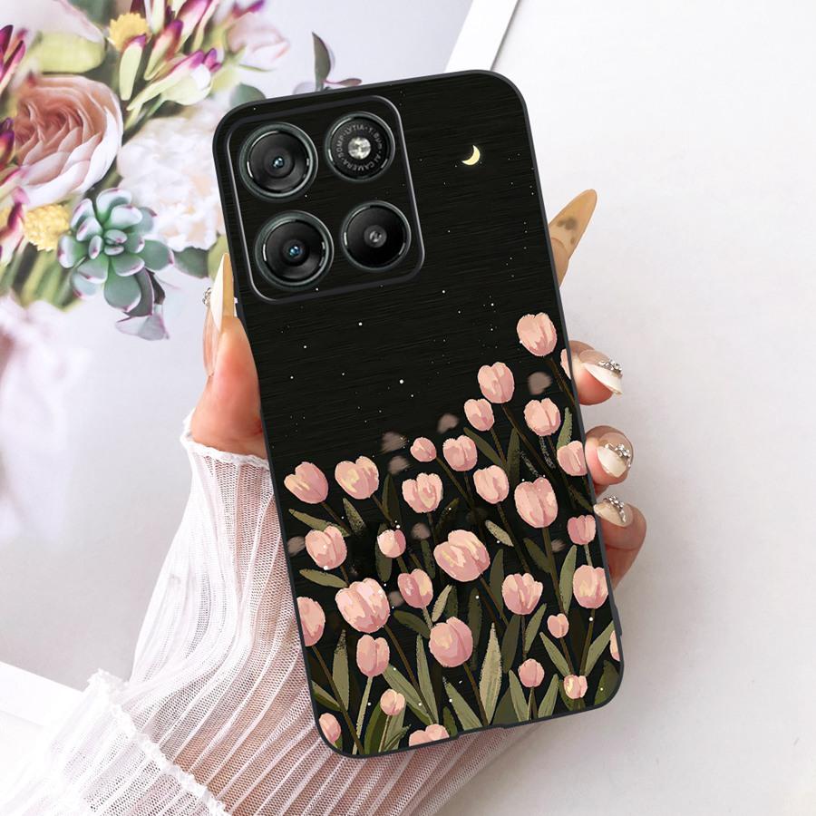 For Motorola Moto G67 Power Case Cats Pattern Back Cover Soft Silicone Black Phone Cases For Moto G57 Power XT2537- Shells