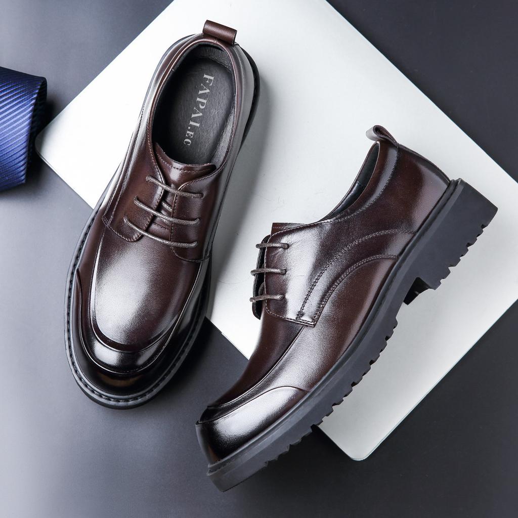 Customized men's business casual leather shoes British style genuine leather men's shoes first layer cowhide high-end wedding derby shoes