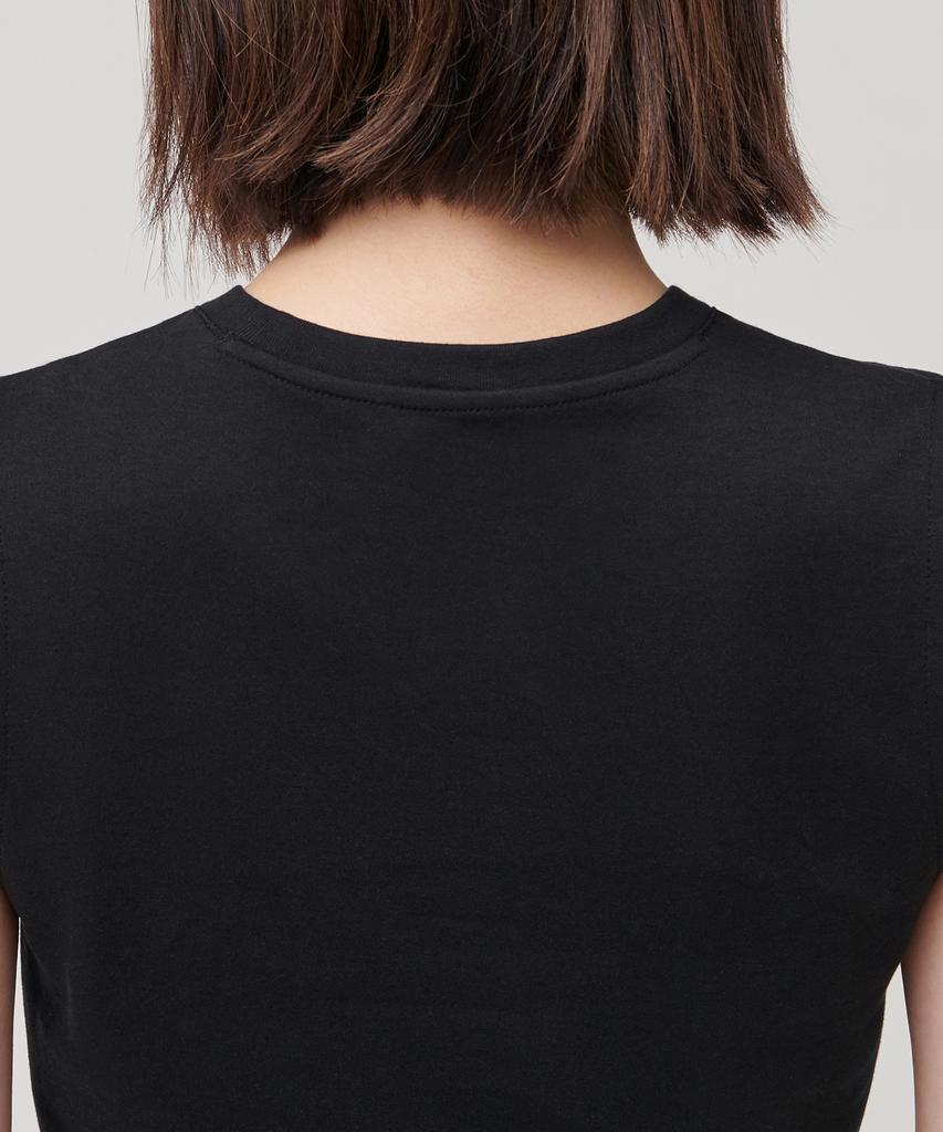 Musinsa Standard Woman Women'S Crew Neck Crop Sleeveless Top [Black]