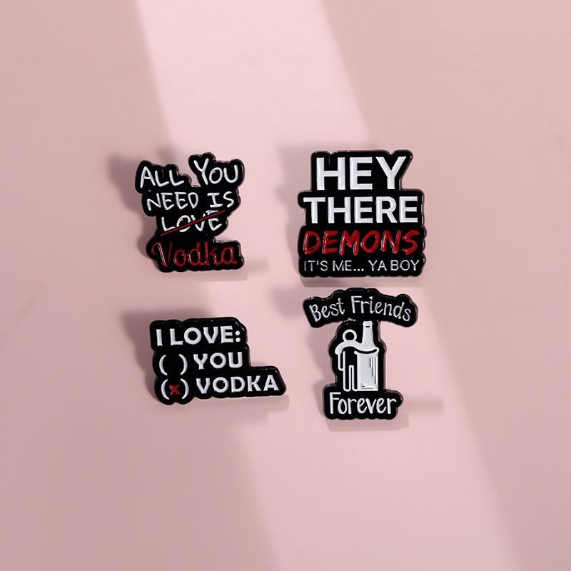 Style Eyecatching Cartoon Alloy Brooch With Uplifting Quotes For Outfits Trendy