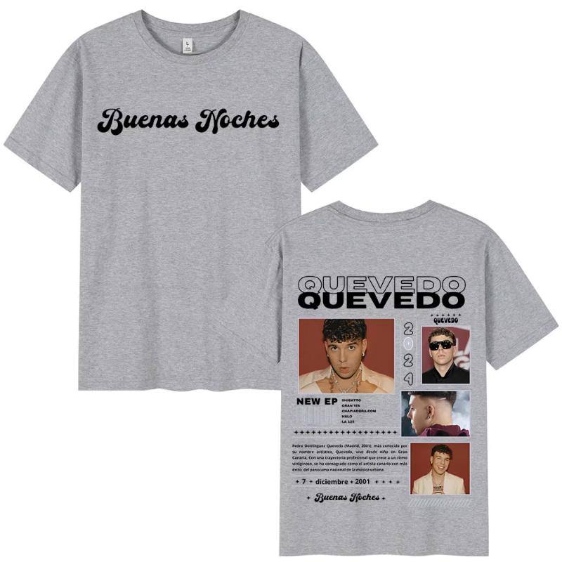

Rapper Quevedo Buenas Noches Tour 2025 T Shirt Unisex Women High Quality Tshirts Oversized Cotton Tshirt Streetwear Short Sleeve 4XL