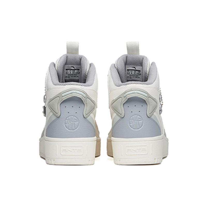 Anta Anti-Slip Wear-Resistant High-Top Skateboard Shoes Women's White Gray Sneakers 122148013R-1