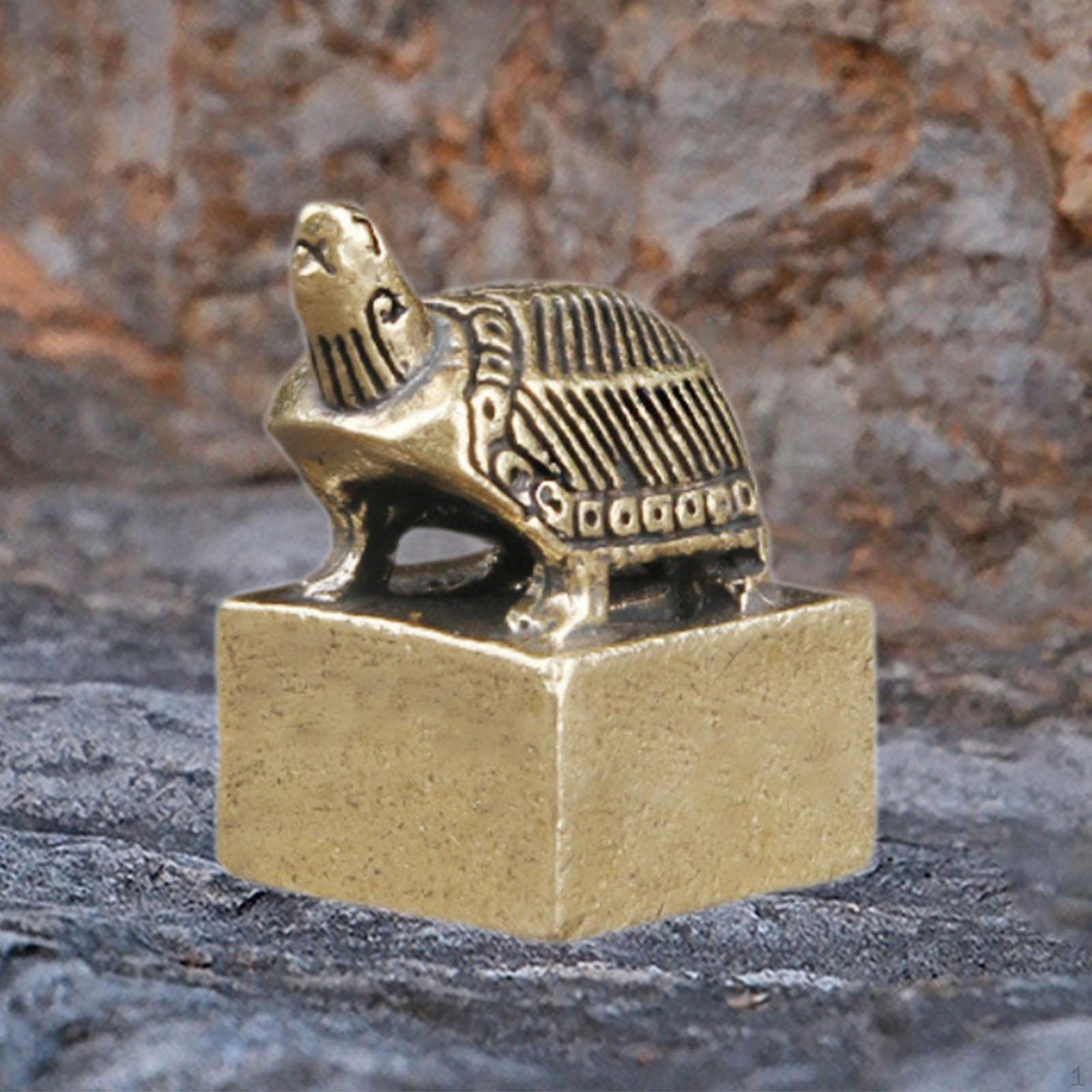 

Tortoise Statue Seal Stamp Animal Sculpture Vintage Miniature Figurine Tabletop Ornament for Cabinet