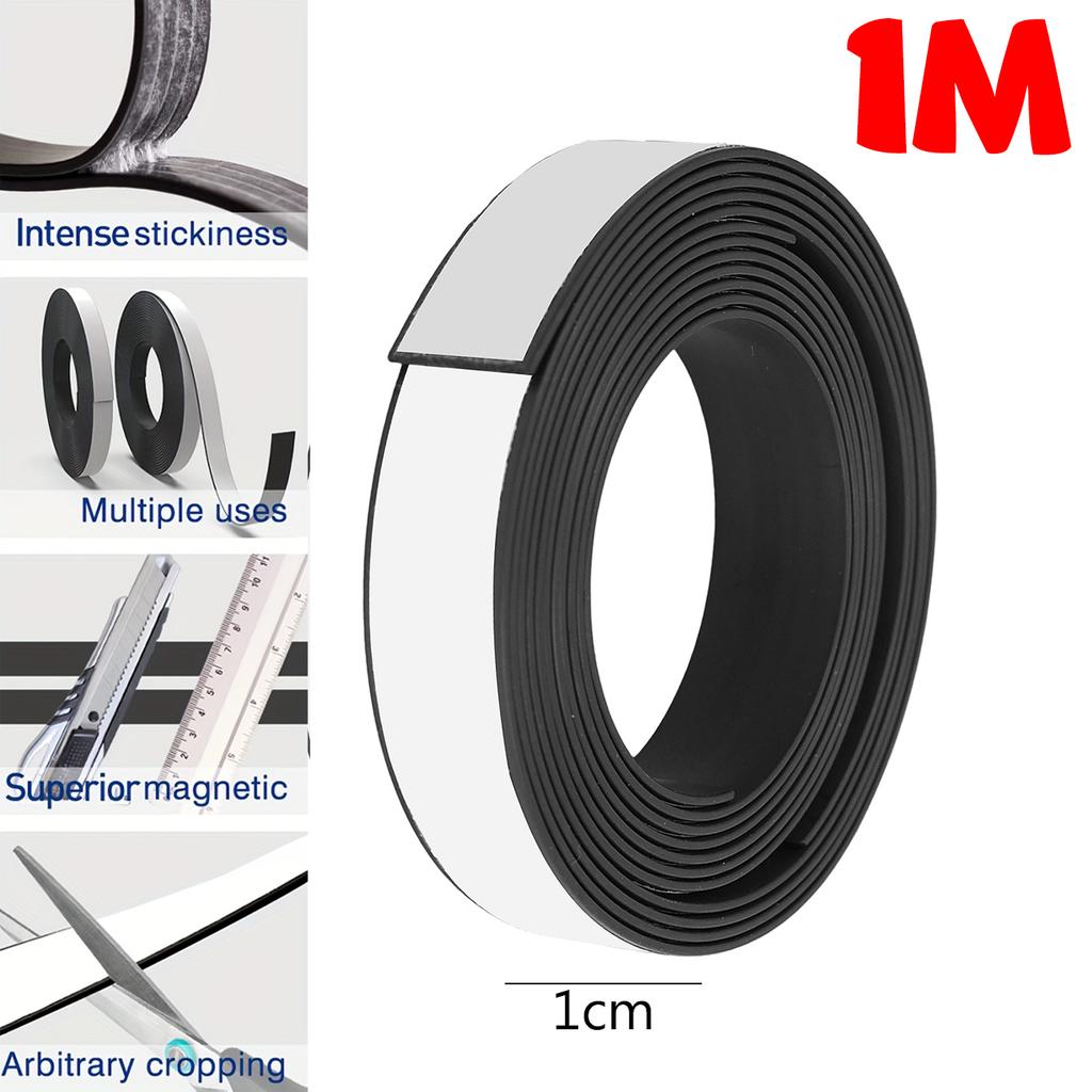 1/10M Flexible Magnetic Strip Tape for Home Wall Adhesive Backing Memo Strip Black Bulletin Board Self Adhesive Magnetic Tape