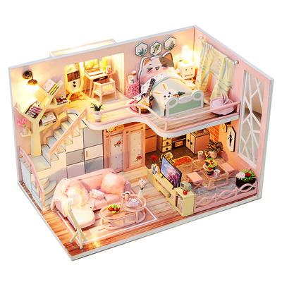 Puppenhaus DIY Holz Kit Home Roombox Miniatur Puppe Häuser Fall Handgemachte Gebäude Modelle Kits Geburtstag Geschenke