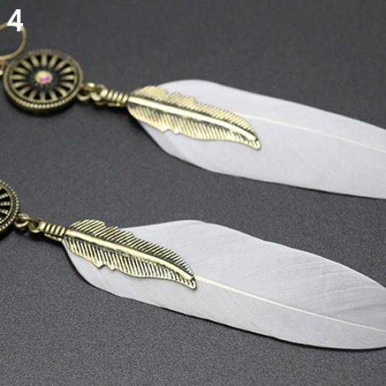 Bijuterii cercei cu pandantiv cu pene cu roată goală de epocă pentru femei