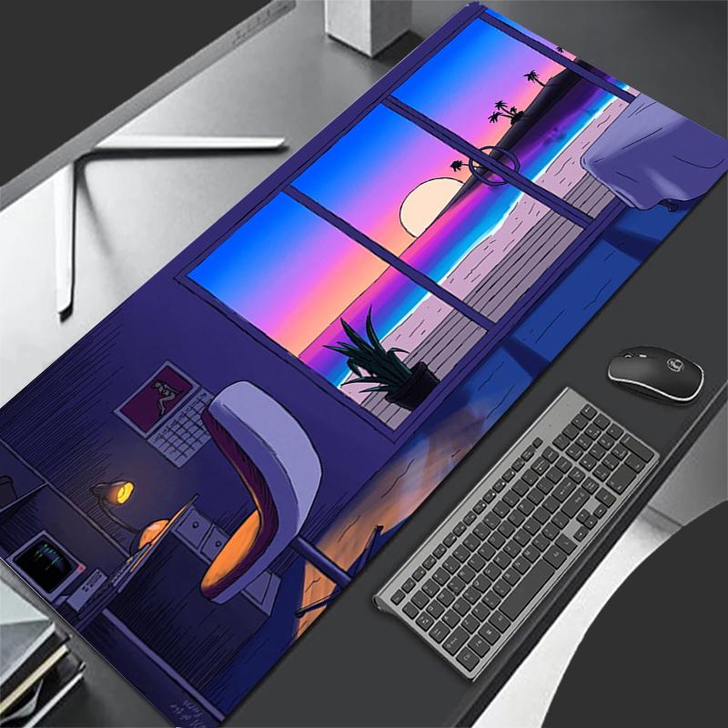 Large Gaming Mousepad XXL Keyboard Gamer Mouse Pad on The Table Speed Desk Mat Anime Beautiful Urban landscape Mouse Mats