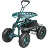 Garden Cart Rolling Workseat with Wheels, Gardening Stool for Planting, 360 Degree Swivel Seat, Wagon Scooter with Steering Handle & Utility Tool