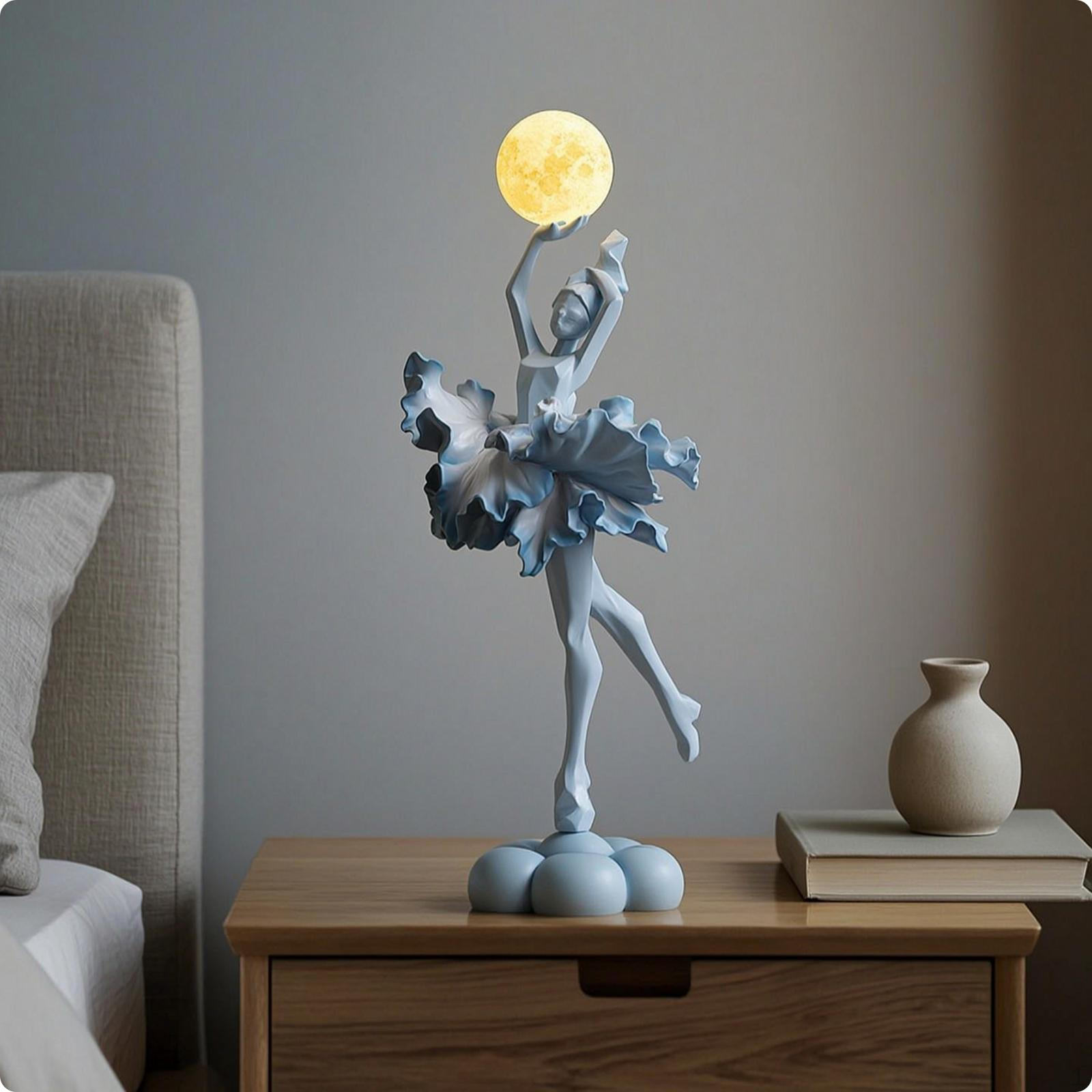 Ballerina Figurine with Glowing Orb Elegant