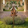 Garden Decoration Stake Metal Bird House Stakes, Feeder Decor, Weatherproof Patio Lawn Ornament Iron Art Decor for Outdoor Yard Flower Bed Perch