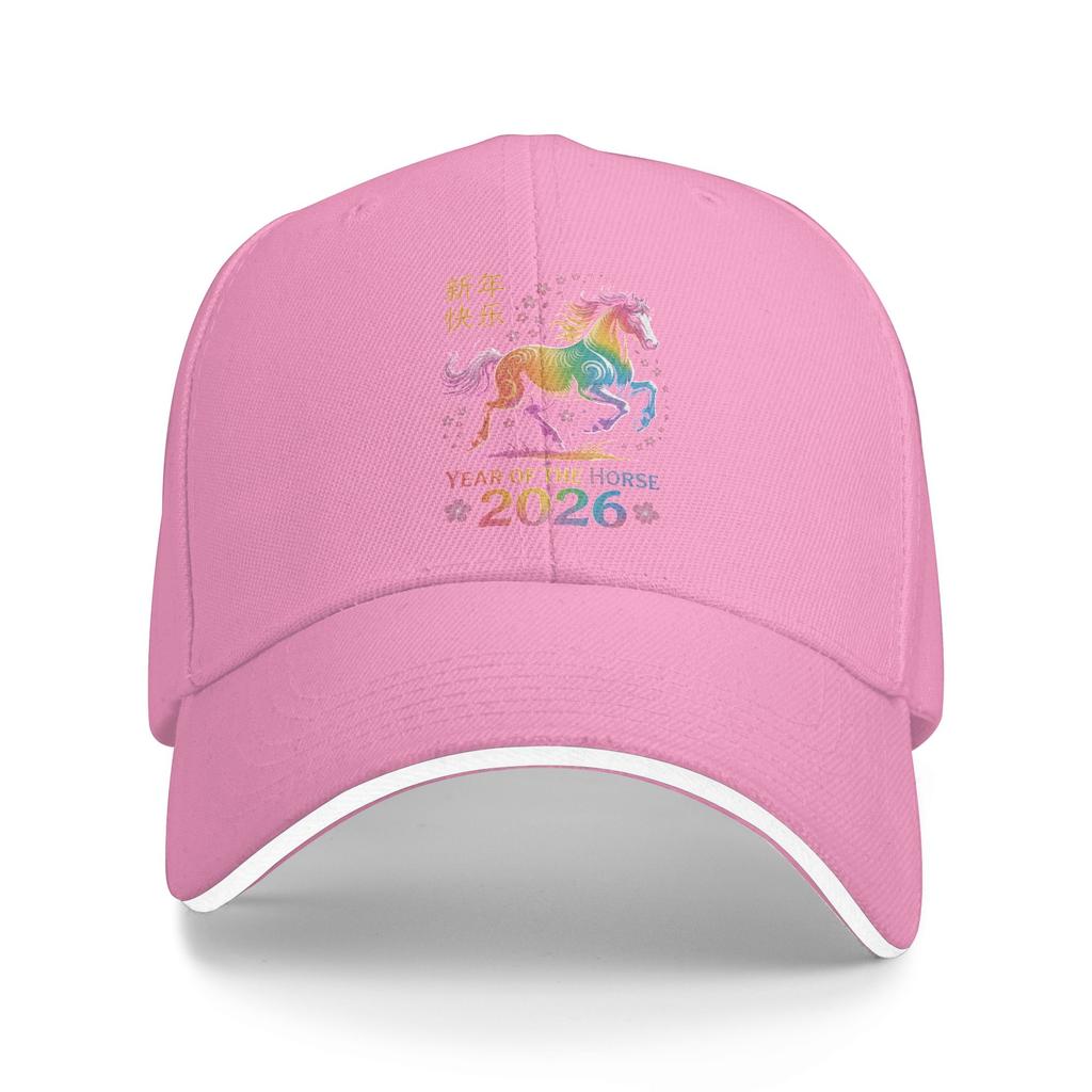 Unisex Happy New Year 2026 Year of The Horse 2026 Outdoor Hat Autumn Adjustable Cap New Baseball Cap Hip Hop Golf Hats