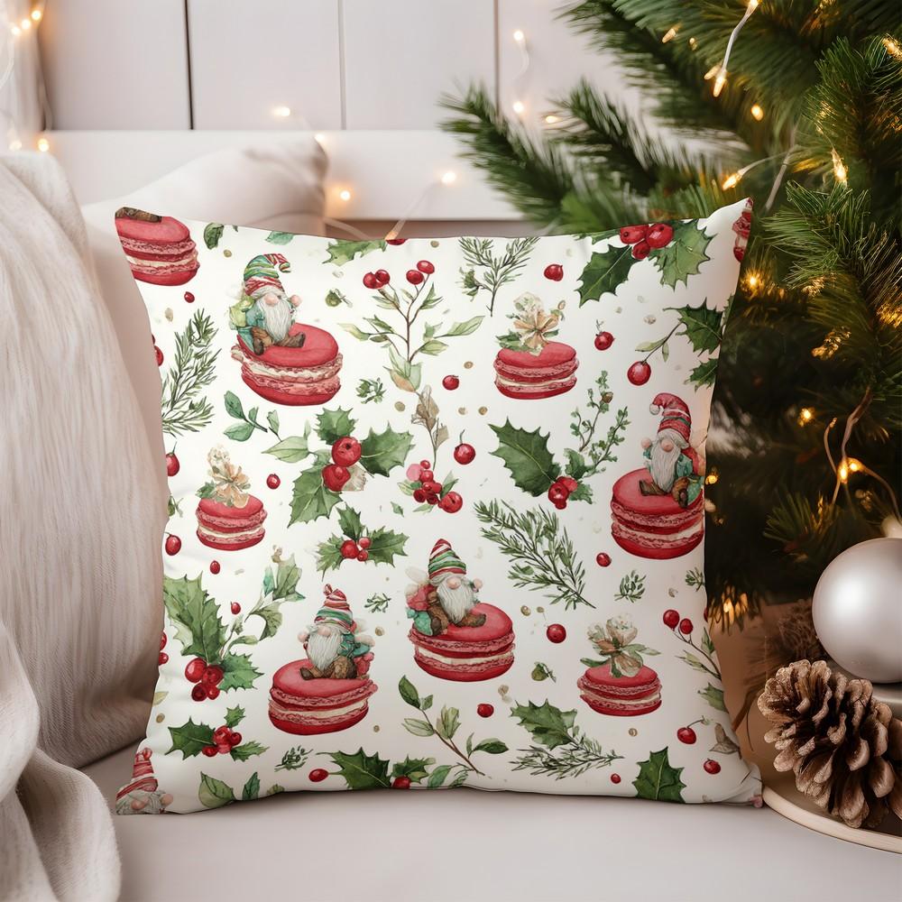 Home Decor Santa and Christmas Trees Printed Pillow Cover Pattern Cushion Cover Suitable for Sofa Bedroom Car Pillow Cover