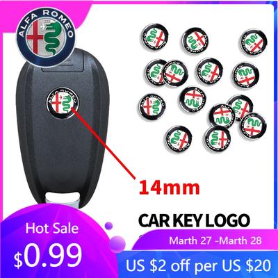 For Alfa Romeo 14mm Car Key Badge Emblem Replacement Car Key Stickers for Alfa Romeo 147 156 166 159 Giulietta Giulia Mito Stelv