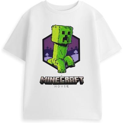 Minecraft Creeper White Short Sleeved T-Shirt _ Classic Graphic Tee for Boys Movie Merchandise
