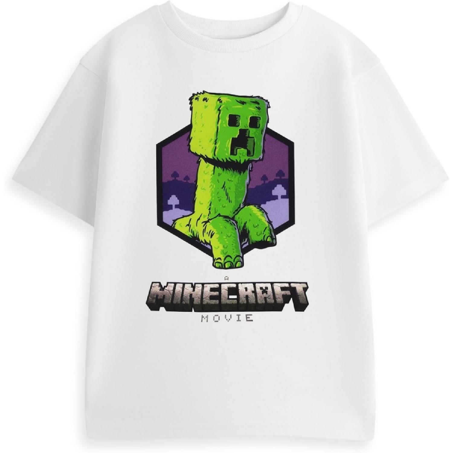Белая футболка с коротким рукавом Minecraft Creeper _ Классическая футболка с принтом для мальчиков, Мерч по фильму S