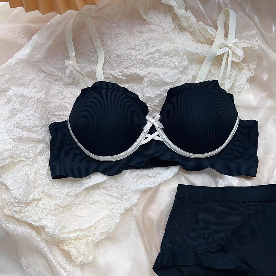 Girls Push Up Bras Lace Floral Deep V Underwear For Women's Lingerie Solid Simple Backless