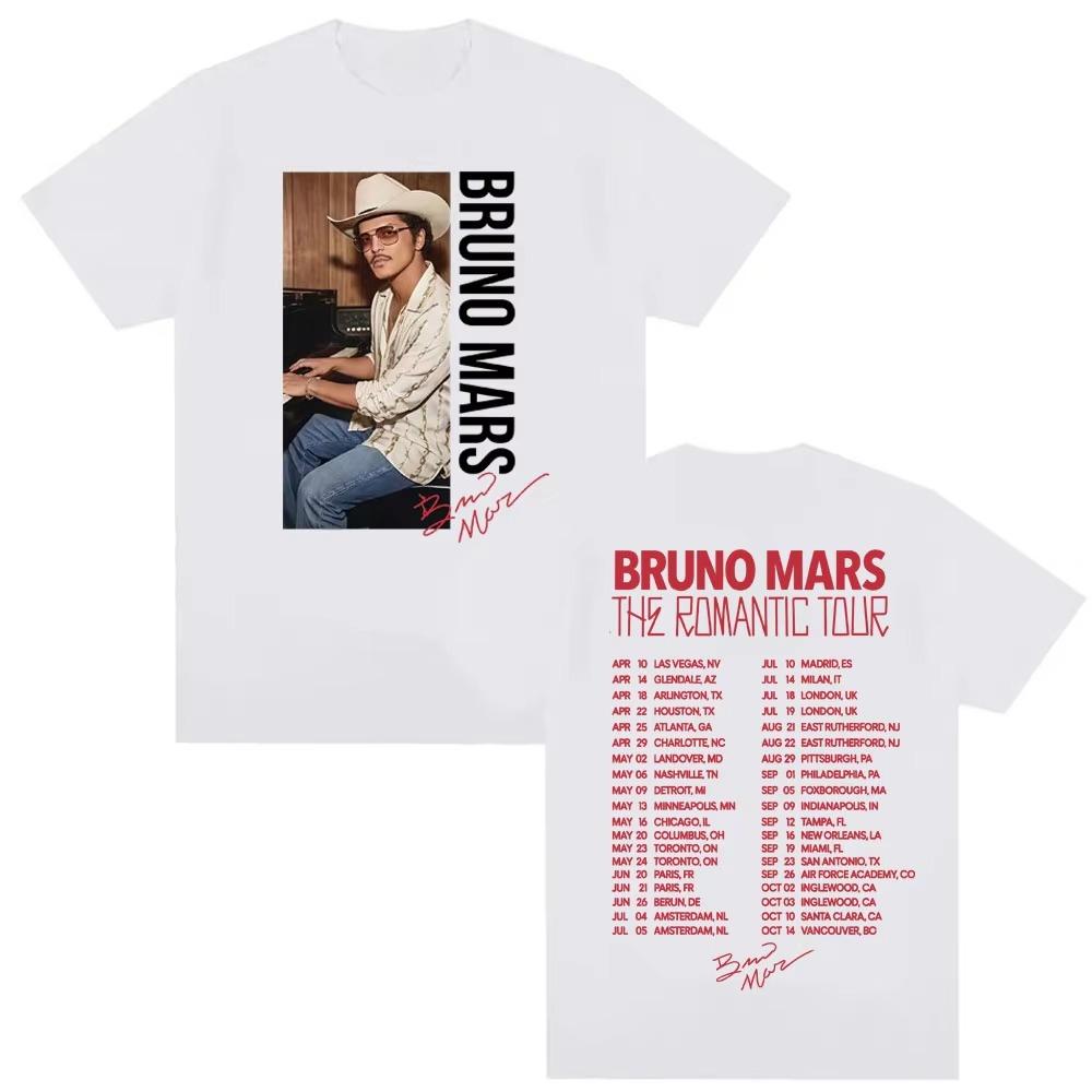 Bruno Mars Signatures The Romantic Tour 2026 Spring Summer T Shirt Fan Gift Men Women Fashion 90s Vintage Pure Cotton Streetwear