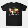 Men Black Print T-shirt Charlie Brown Friends No-Cut Transfer Paper Print Cotton Tshirt
