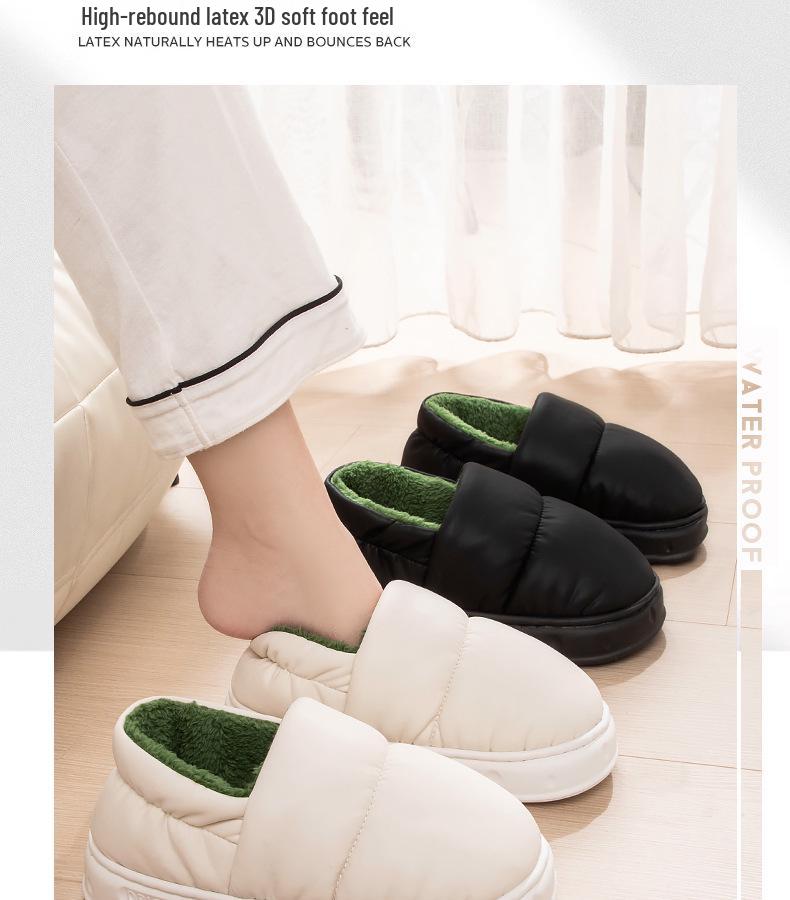 Women's and Men's Winter Non-Slip Thick Sole Cotton Slippers – Waterproof, Warm, Heel-Covering Indoor Shoes