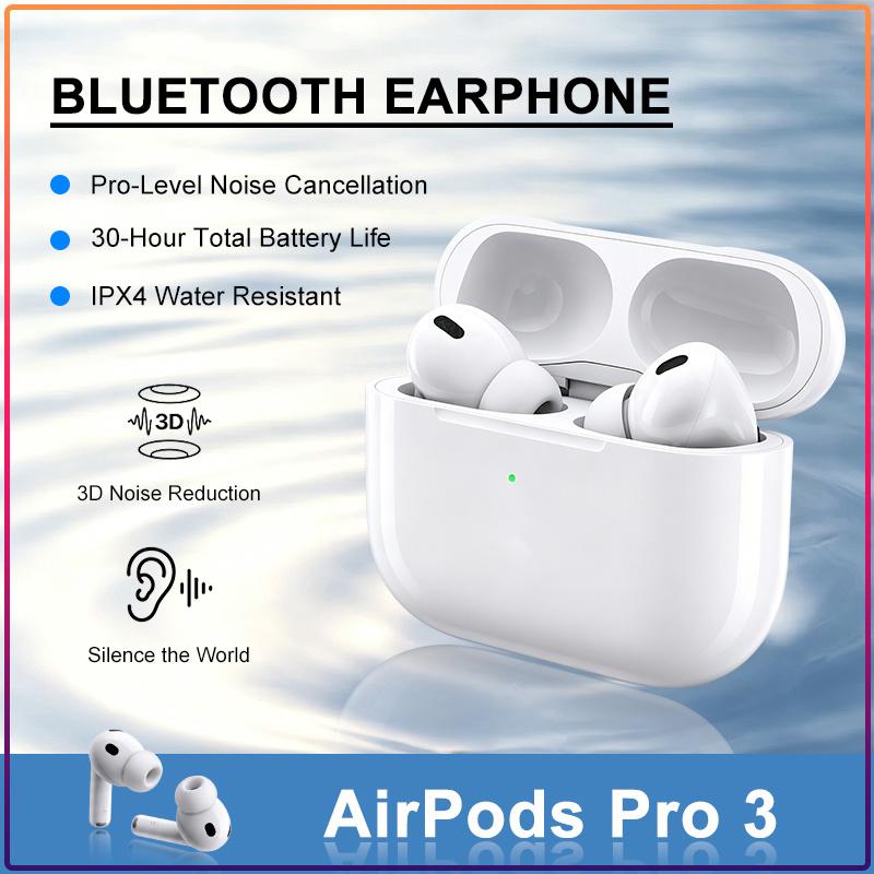 New TWS Wireless Earbuds AirPods Pro 3 Pro-Level Noise Cancellation 30H Battery IPX4 Waterproof Bluetooth Headphones