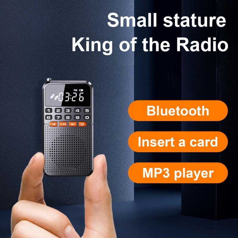 Mini Senior Friendly FM Radio 5.0 Rechargeable LED Display with Flashlight and Clock for Seniors