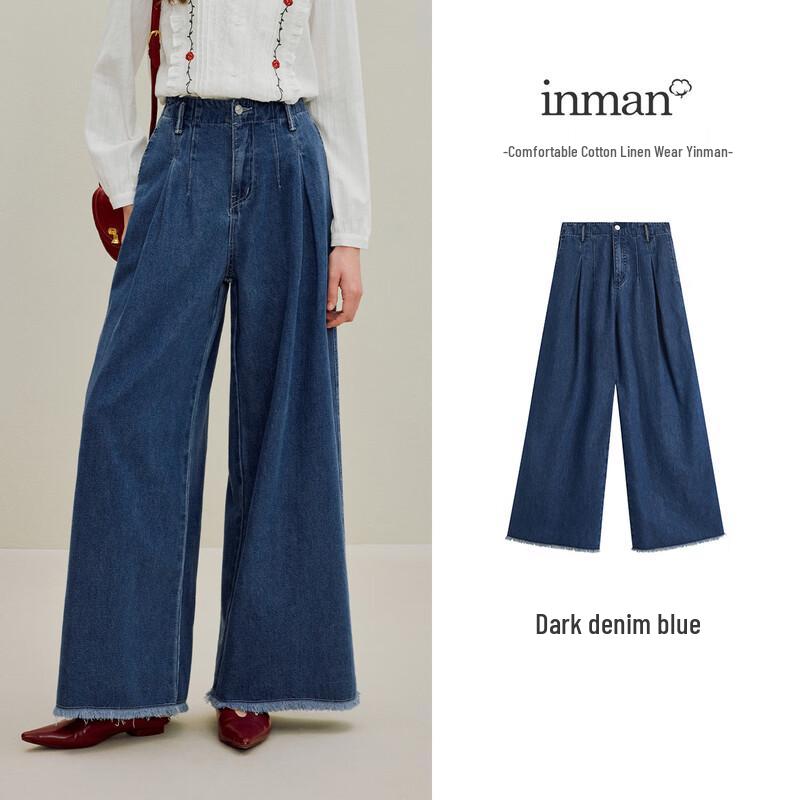 Inman Retro Washed Frayed Wide-Leg High-Waist Jeans