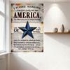 Vintage Distressed Wooden Plank American Flag Pledge Parody Metal Tin Sign, Humorous Misspelled Pledge of Allegiance Wall Decor