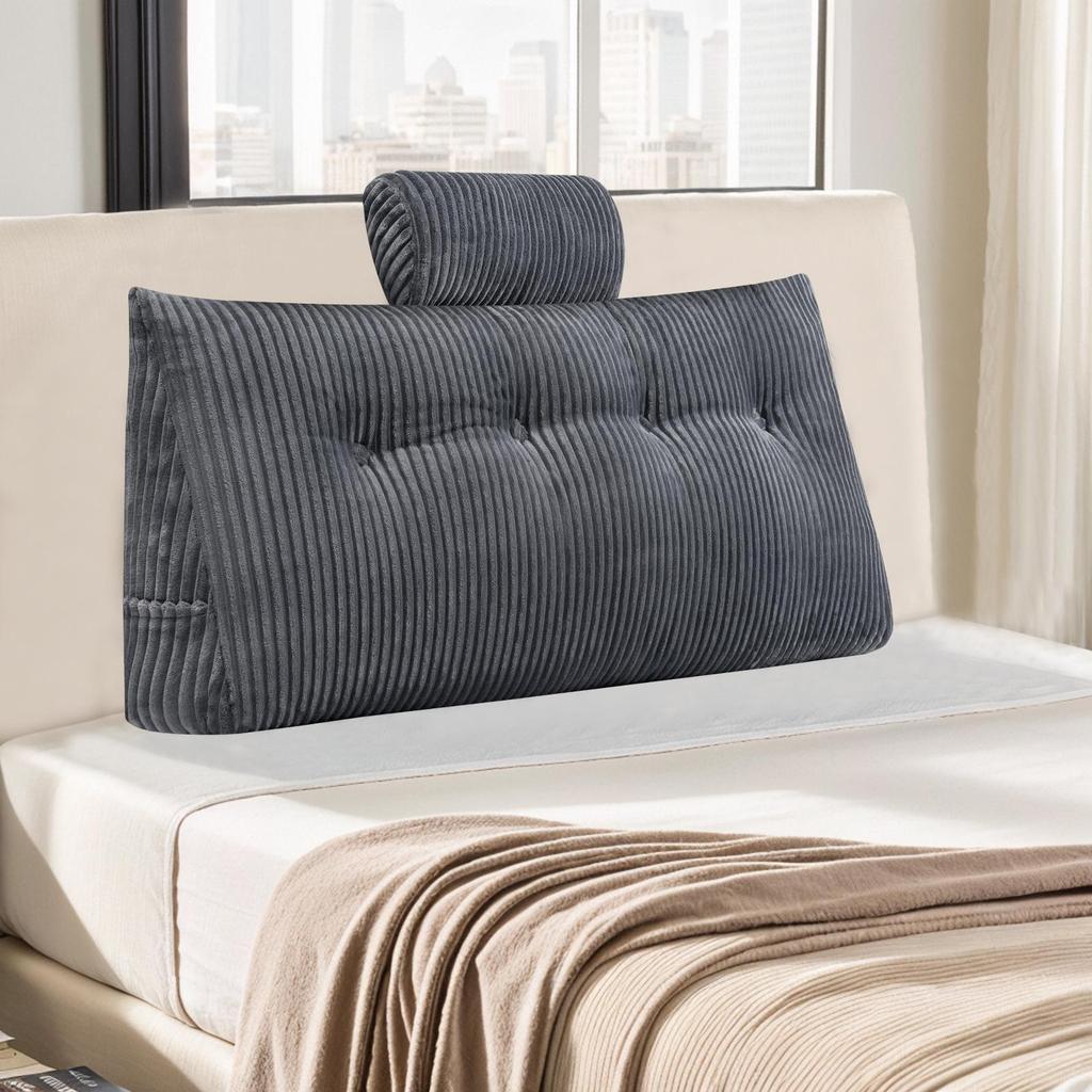 Wedge Headboard Pillow Triangle Cushion Waist Support with Neck Pillow