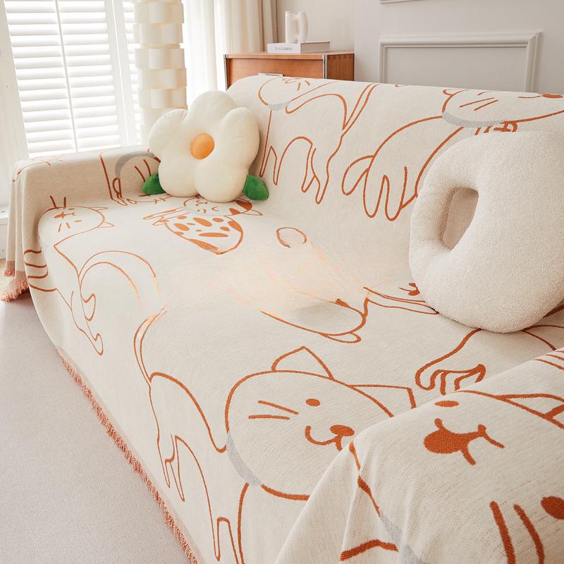 Sofa Cover Cloth Four Seasons Universal Anti-Scratching Chenille Sofa Towel Full Covered Double Sofa Cover Blanket