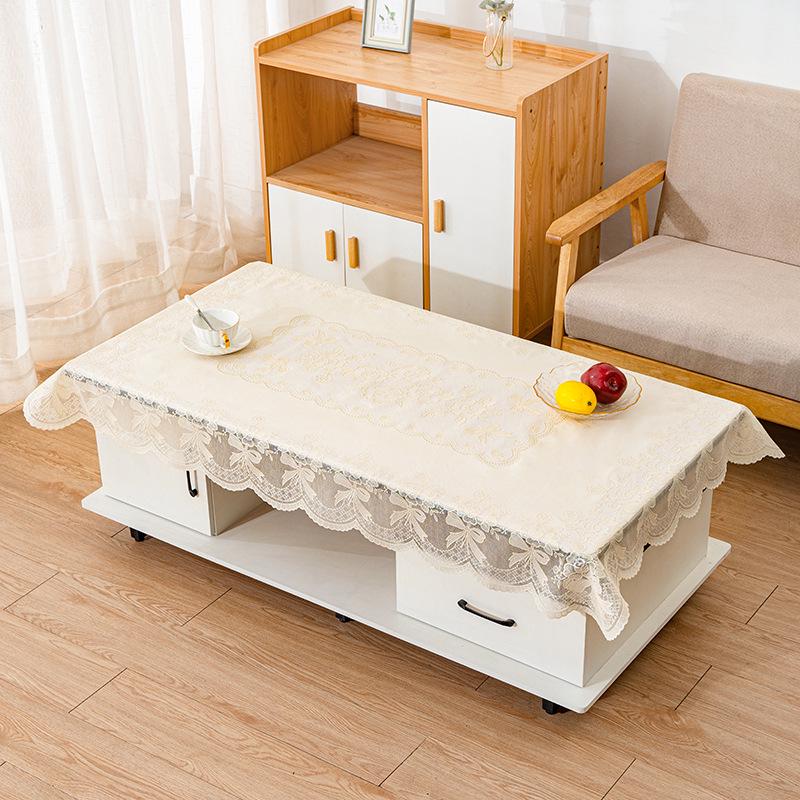 Beige Waterproof Lace Round Tablecloth: Wash-Free, Stain-Proof, Heat-Resistant