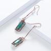 Women Zinc Alloy Jewelry Cylinder Shape Vintage Green Glass Hook Dangle Earring Accessories