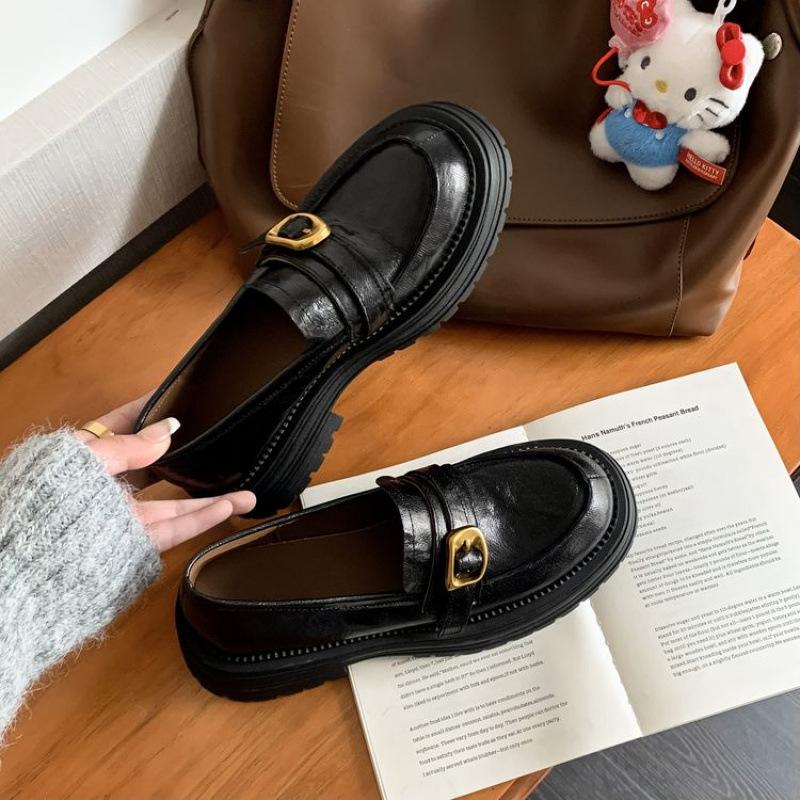 New women's fashion single shoes black non-slip soft-soled large-size shoes sheepskin women's shoes wear genuine leather loafers in all seasons