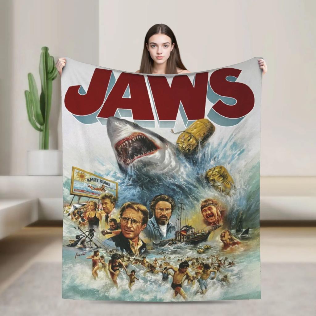 Jaws 40° Anniversario Retro Vintage s Film Coperta Morbida Leggera Copertura per Letto o Divano Design Personalizzato