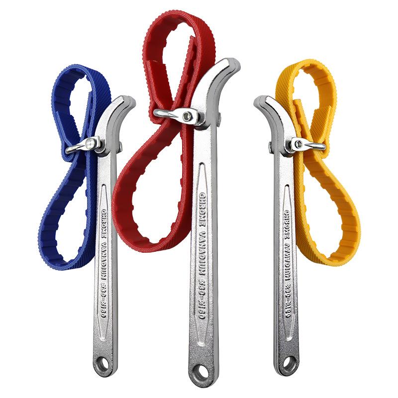 Forged Handle Belt-Type Multifunction Oil Filter Wrench 9 inch Blue Belt Wrench