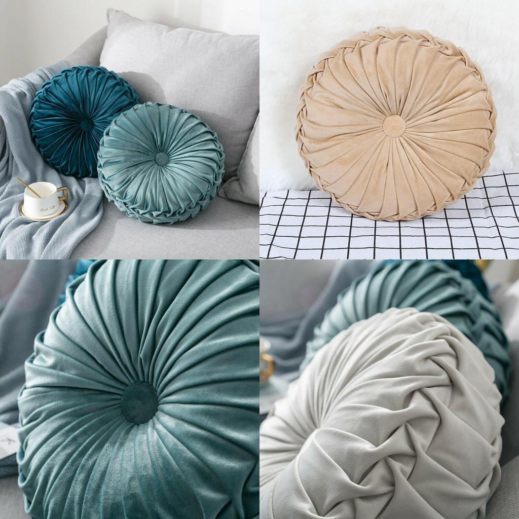 Durable And Reliable Plush Pleated Round Pumpkin Pillow Sofa Cushion Home Accent