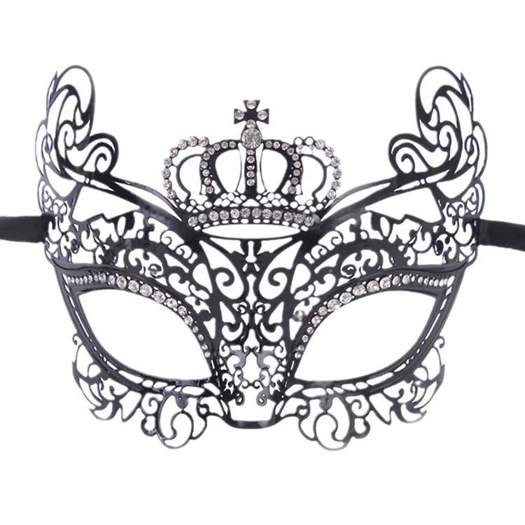 Crown Metallic Princess Half Face Eye Mask With Rhinestones For Party Halloween