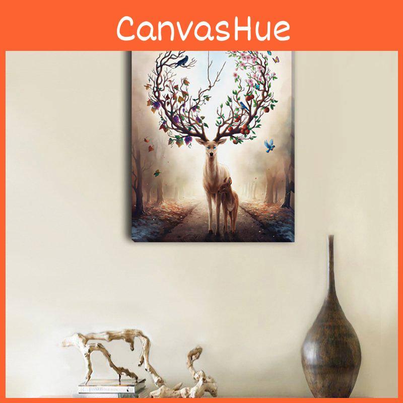 Elk Brown Vintage Baum 5d Wandkunst Druck Dekorative Leinwand Wohnzimmer Flur