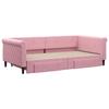 VidaXL Daybed with Trundle and Drawers Pink 100x200 Cm Velvet 3197829